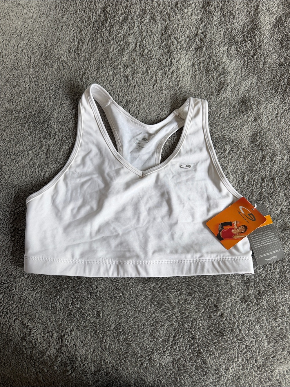 Champion White Racerback Crop Sports Bra